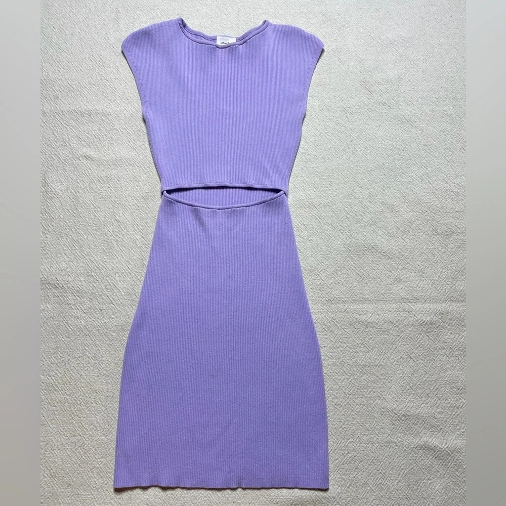 Aritzia Wilfred Cut Out Lavender Pastel Purple Ribbed Mini Dress XS - Picture 2 of 6